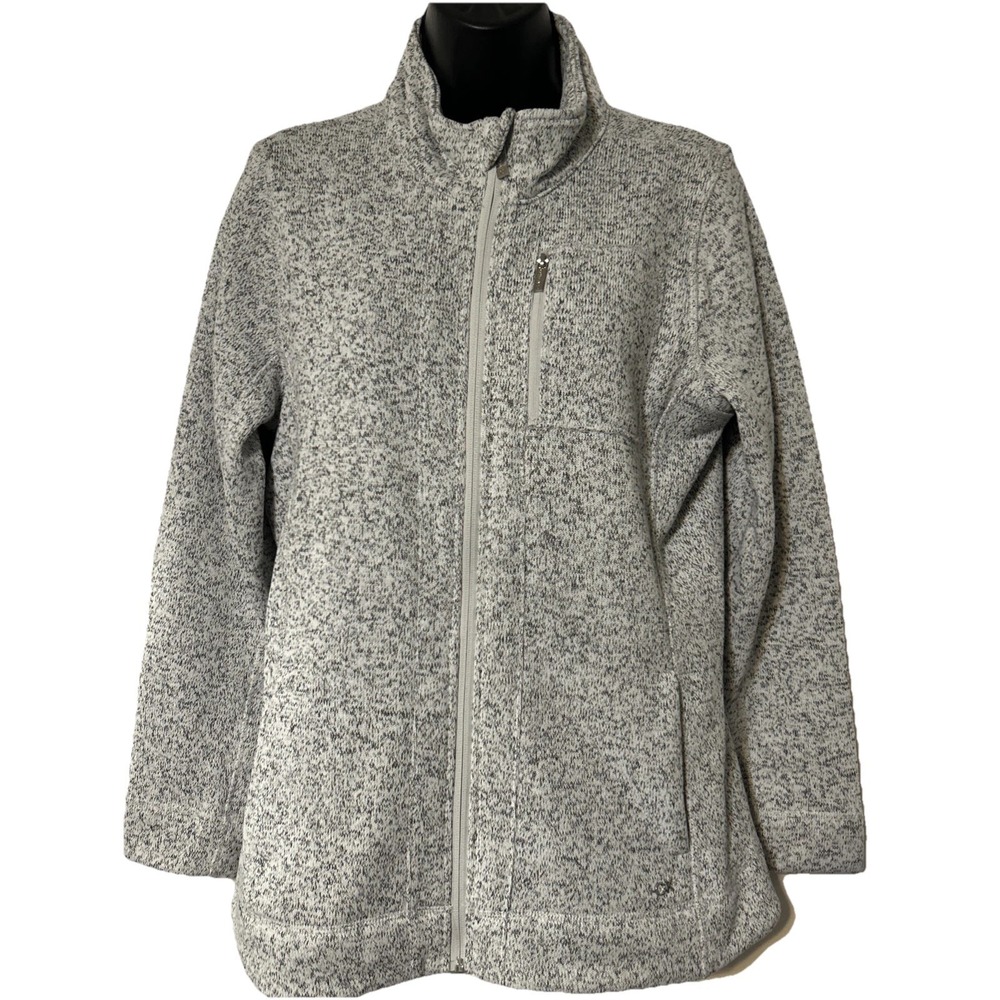 Calvin Klein Performance Womens Medium Gray Marled Full Zip Sweater Jacket